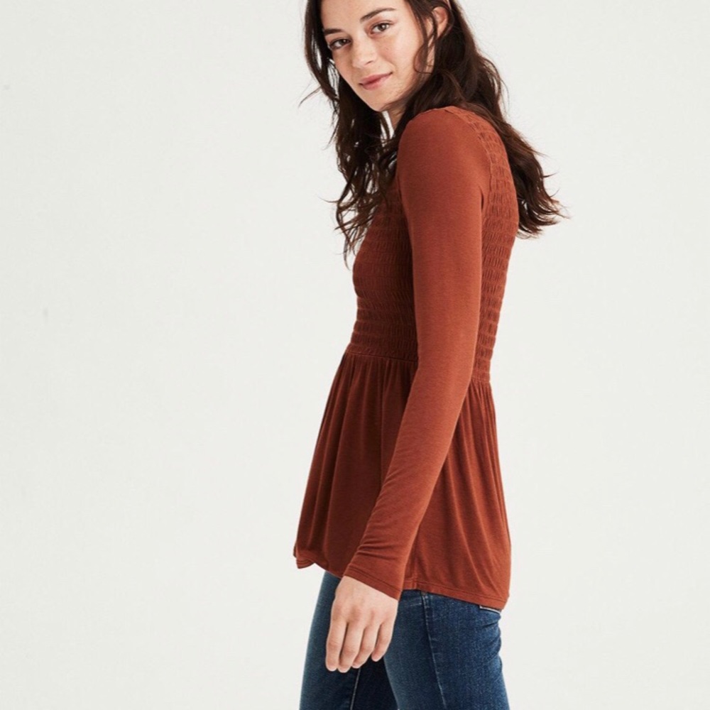 American Eagle Ling Sleeve Peplum Shirt